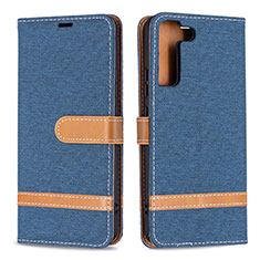 Coque Portefeuille Livre Cuir Etui Clapet B11F pour Samsung Galaxy S21 5G Bleu Royal