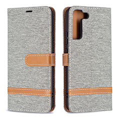 Coque Portefeuille Livre Cuir Etui Clapet B11F pour Samsung Galaxy S21 5G Gris