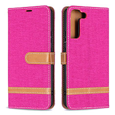 Coque Portefeuille Livre Cuir Etui Clapet B11F pour Samsung Galaxy S21 5G Rose Rouge