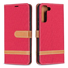 Coque Portefeuille Livre Cuir Etui Clapet B11F pour Samsung Galaxy S21 FE 5G Rouge