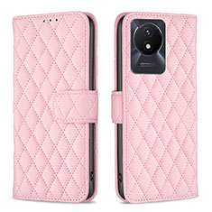 Coque Portefeuille Livre Cuir Etui Clapet B11F pour Vivo Y02 Or Rose