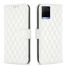 Coque Portefeuille Livre Cuir Etui Clapet B11F pour Vivo Y21 Blanc