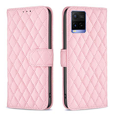 Coque Portefeuille Livre Cuir Etui Clapet B11F pour Vivo Y21G Or Rose