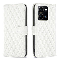 Coque Portefeuille Livre Cuir Etui Clapet B11F pour Vivo Y35 4G Blanc