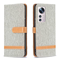 Coque Portefeuille Livre Cuir Etui Clapet B11F pour Xiaomi Mi 12 Pro 5G Gris