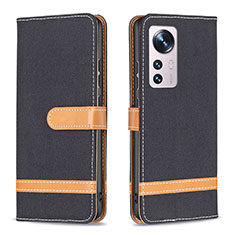 Coque Portefeuille Livre Cuir Etui Clapet B11F pour Xiaomi Mi 12X 5G Noir