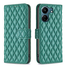 Coque Portefeuille Livre Cuir Etui Clapet B11F pour Xiaomi Poco C65 Vert