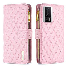 Coque Portefeuille Livre Cuir Etui Clapet B11F pour Xiaomi Poco F5 Pro 5G Or Rose