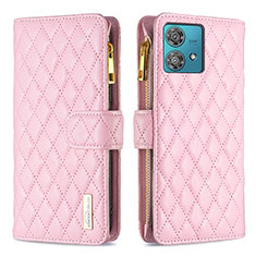 Coque Portefeuille Livre Cuir Etui Clapet B12F pour Motorola Moto Edge 40 Neo 5G Or Rose