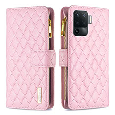 Coque Portefeuille Livre Cuir Etui Clapet B12F pour Oppo A94 4G Or Rose