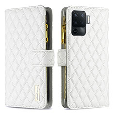 Coque Portefeuille Livre Cuir Etui Clapet B12F pour Oppo F19 Pro Blanc