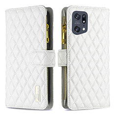 Coque Portefeuille Livre Cuir Etui Clapet B12F pour Oppo Find X5 Pro 5G Blanc