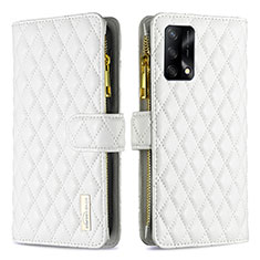 Coque Portefeuille Livre Cuir Etui Clapet B12F pour Oppo Reno6 Lite Blanc