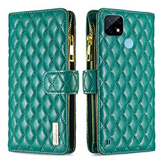 Coque Portefeuille Livre Cuir Etui Clapet B12F pour Realme C21 Vert