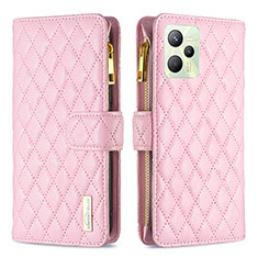 Coque Portefeuille Livre Cuir Etui Clapet B12F pour Realme C35 Or Rose