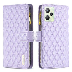 Coque Portefeuille Livre Cuir Etui Clapet B12F pour Realme C35 Violet