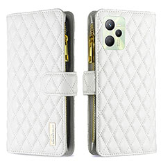 Coque Portefeuille Livre Cuir Etui Clapet B12F pour Realme Narzo 50A Prime Blanc