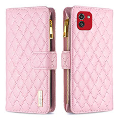 Coque Portefeuille Livre Cuir Etui Clapet B12F pour Samsung Galaxy A03 Or Rose