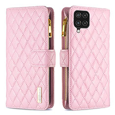 Coque Portefeuille Livre Cuir Etui Clapet B12F pour Samsung Galaxy A12 5G Or Rose