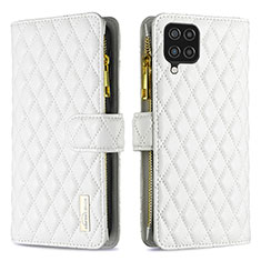 Coque Portefeuille Livre Cuir Etui Clapet B12F pour Samsung Galaxy A12 Blanc