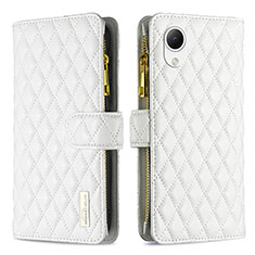 Coque Portefeuille Livre Cuir Etui Clapet B12F pour Samsung Galaxy A23 5G SC-56C Blanc