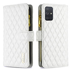 Coque Portefeuille Livre Cuir Etui Clapet B12F pour Samsung Galaxy A71 5G Blanc