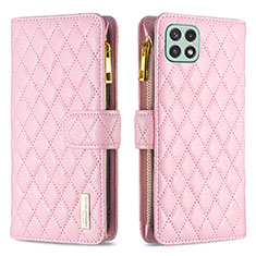 Coque Portefeuille Livre Cuir Etui Clapet B12F pour Samsung Galaxy F42 5G Or Rose