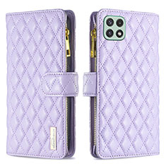 Coque Portefeuille Livre Cuir Etui Clapet B12F pour Samsung Galaxy F42 5G Violet