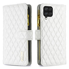 Coque Portefeuille Livre Cuir Etui Clapet B12F pour Samsung Galaxy M12 Blanc