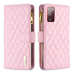 Coque Portefeuille Livre Cuir Etui Clapet B12F pour Samsung Galaxy S20 Lite 5G Or Rose