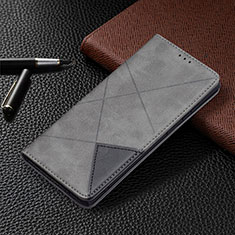 Coque Portefeuille Livre Cuir Etui Clapet B12F pour Samsung Galaxy S23 Ultra 5G Gris