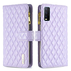 Coque Portefeuille Livre Cuir Etui Clapet B12F pour Vivo Y12A Violet