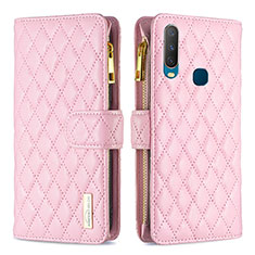 Coque Portefeuille Livre Cuir Etui Clapet B12F pour Vivo Y15 Or Rose