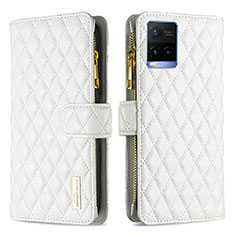 Coque Portefeuille Livre Cuir Etui Clapet B12F pour Vivo Y21 Blanc