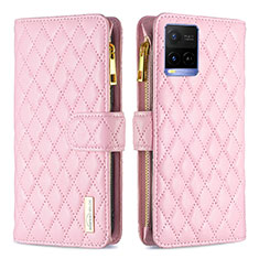 Coque Portefeuille Livre Cuir Etui Clapet B12F pour Vivo Y21 Or Rose