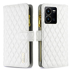 Coque Portefeuille Livre Cuir Etui Clapet B12F pour Vivo Y35 4G Blanc