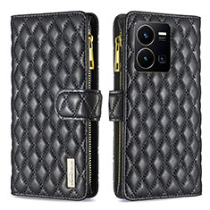 Coque Portefeuille Livre Cuir Etui Clapet B12F pour Vivo Y35 4G Noir