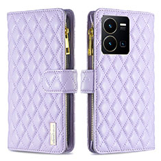 Coque Portefeuille Livre Cuir Etui Clapet B12F pour Vivo Y35 4G Violet