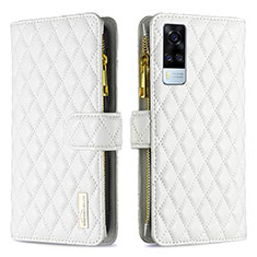 Coque Portefeuille Livre Cuir Etui Clapet B12F pour Vivo Y53s 4G Blanc