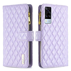 Coque Portefeuille Livre Cuir Etui Clapet B12F pour Vivo Y53s 4G Violet