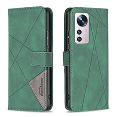 Coque Portefeuille Livre Cuir Etui Clapet B12F pour Xiaomi Mi 12S 5G Vert