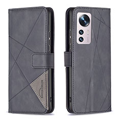 Coque Portefeuille Livre Cuir Etui Clapet B12F pour Xiaomi Mi 12S Pro 5G Noir