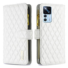 Coque Portefeuille Livre Cuir Etui Clapet B12F pour Xiaomi Mi 12T 5G Blanc