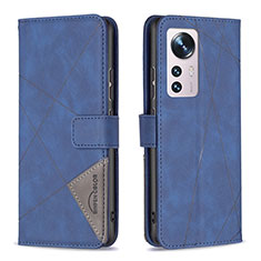 Coque Portefeuille Livre Cuir Etui Clapet B12F pour Xiaomi Mi 12X 5G Bleu