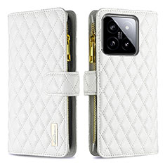 Coque Portefeuille Livre Cuir Etui Clapet B12F pour Xiaomi Mi 14 5G Blanc