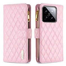 Coque Portefeuille Livre Cuir Etui Clapet B12F pour Xiaomi Mi 14 Pro 5G Or Rose