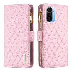 Coque Portefeuille Livre Cuir Etui Clapet B12F pour Xiaomi Poco F3 5G Or Rose