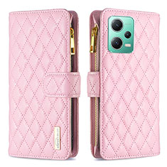 Coque Portefeuille Livre Cuir Etui Clapet B12F pour Xiaomi Poco X5 5G Or Rose