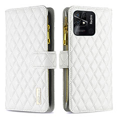 Coque Portefeuille Livre Cuir Etui Clapet B12F pour Xiaomi Redmi 10 India Blanc