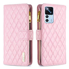 Coque Portefeuille Livre Cuir Etui Clapet B12F pour Xiaomi Redmi K50 Ultra 5G Or Rose